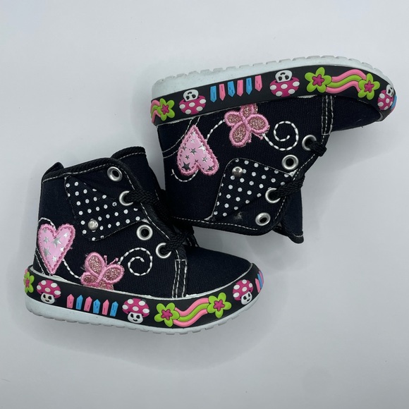 Little Berry High Top Sneakers size 3 toddler (black) - Picture 2 of 5